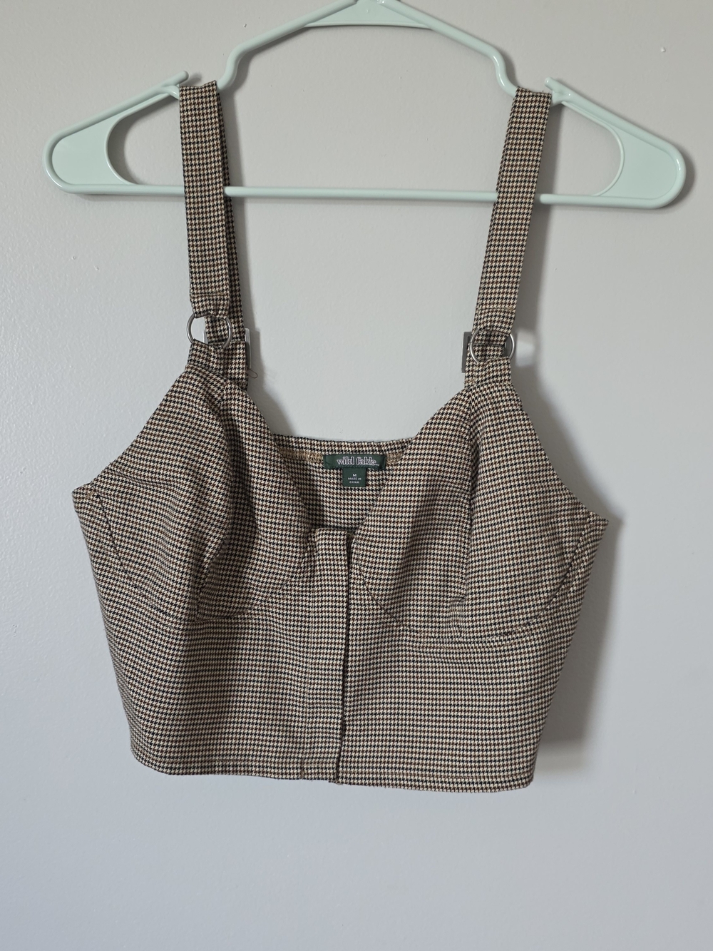 Wild Fable brown plaid bustier crop top with adjustable buckle straps